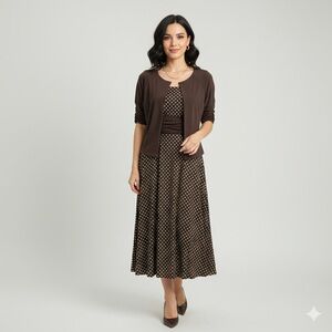 Perceptions Chocolate Brown Dress/ polka dress